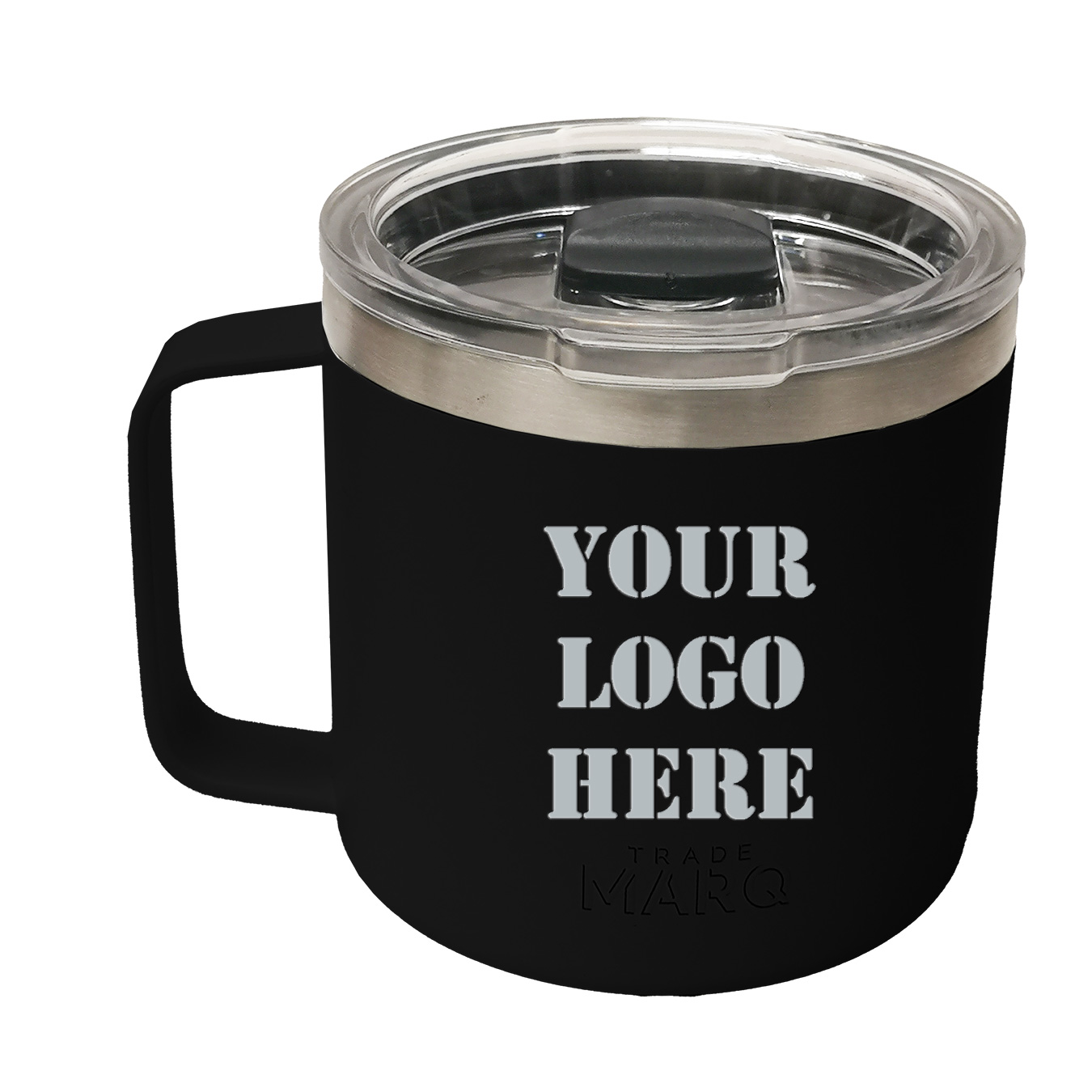 14oz Double Wall Vacuum Powder Coated Mug With Magnetic Closure Lid - Lead free - Includes 1 Color Logo
