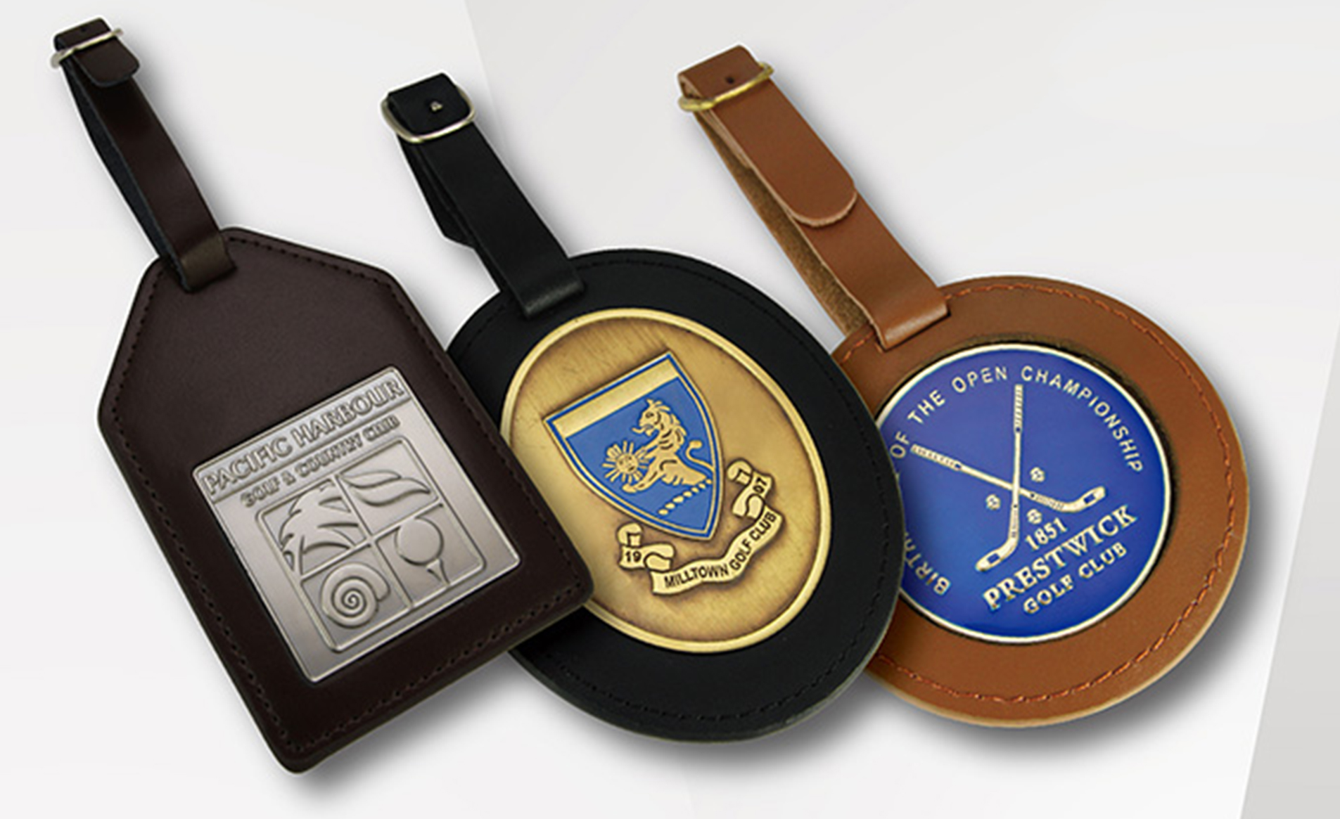 Die Cast Metal and Leather Bag Tags